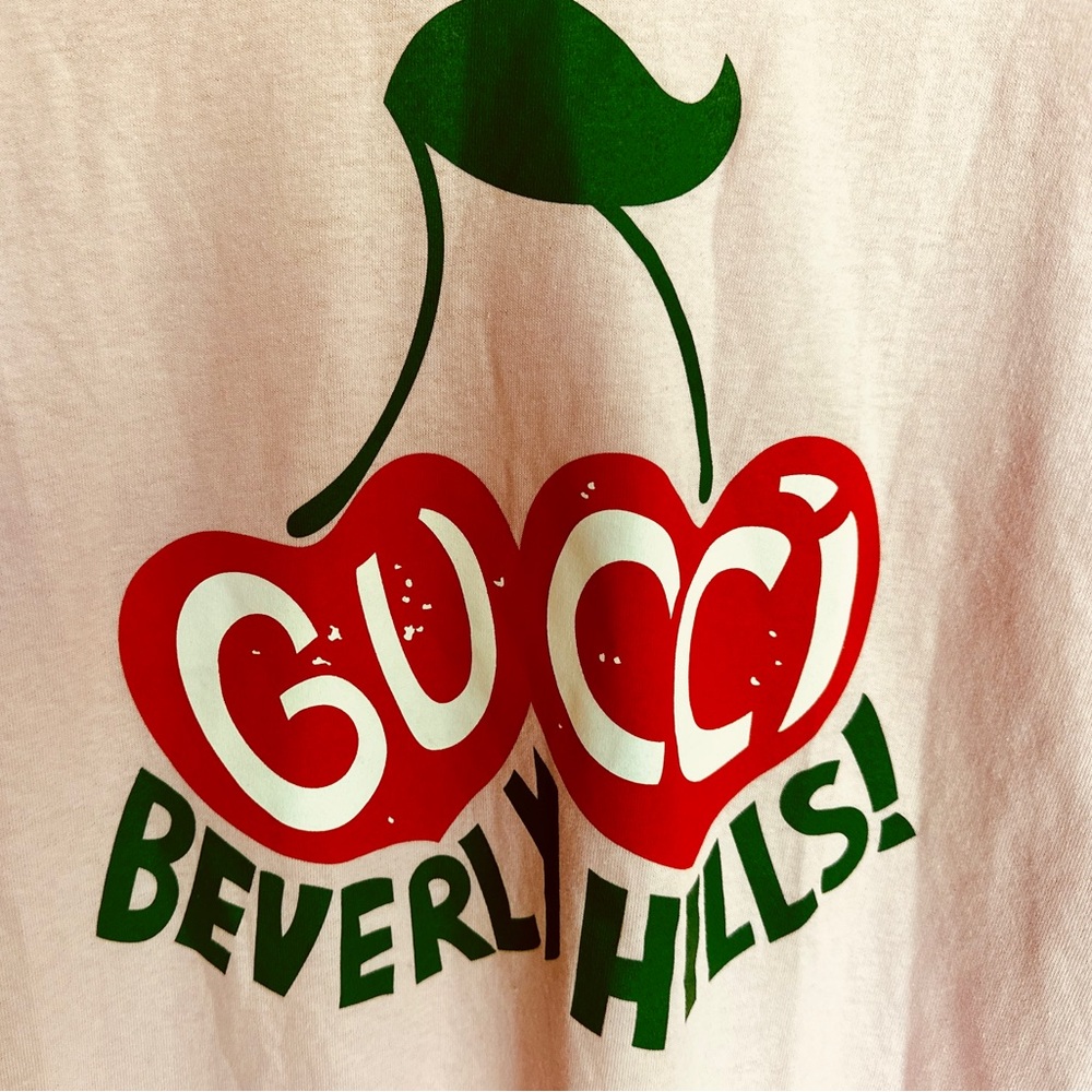 Long -sleeved t shirt features the "Beverly Hills!" Cherry- Pink oversized - Picture 3 of 6